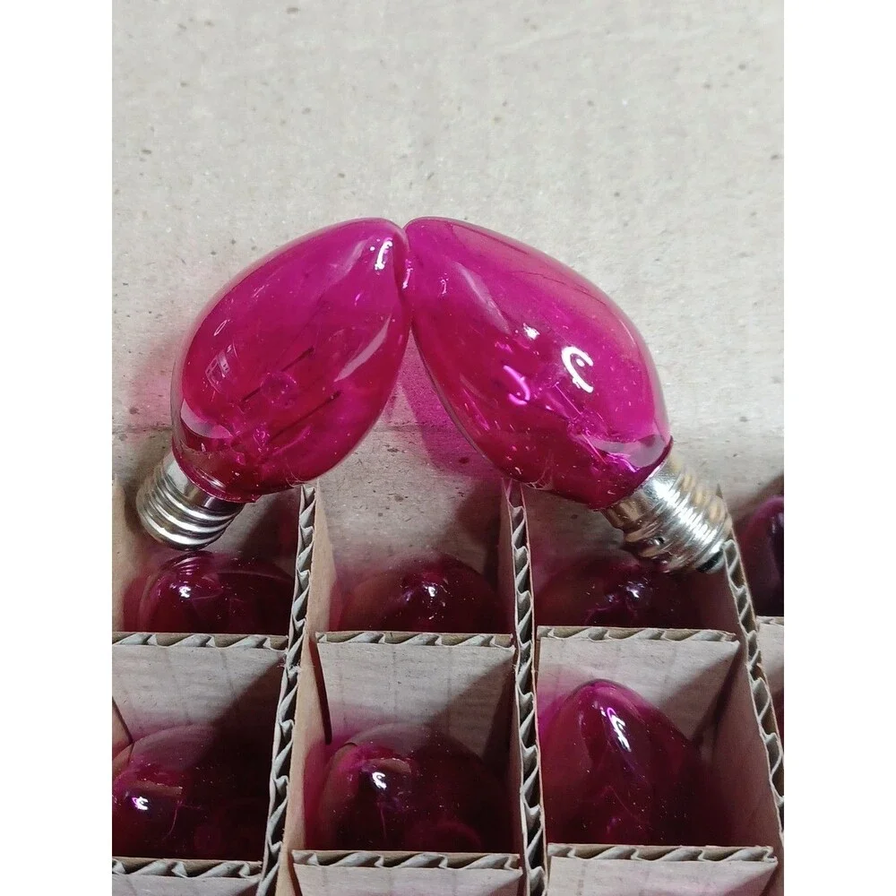 C7 5W Light Pink Box of 25 Replacement Bulbs Transparent 130v NOS Show Craft